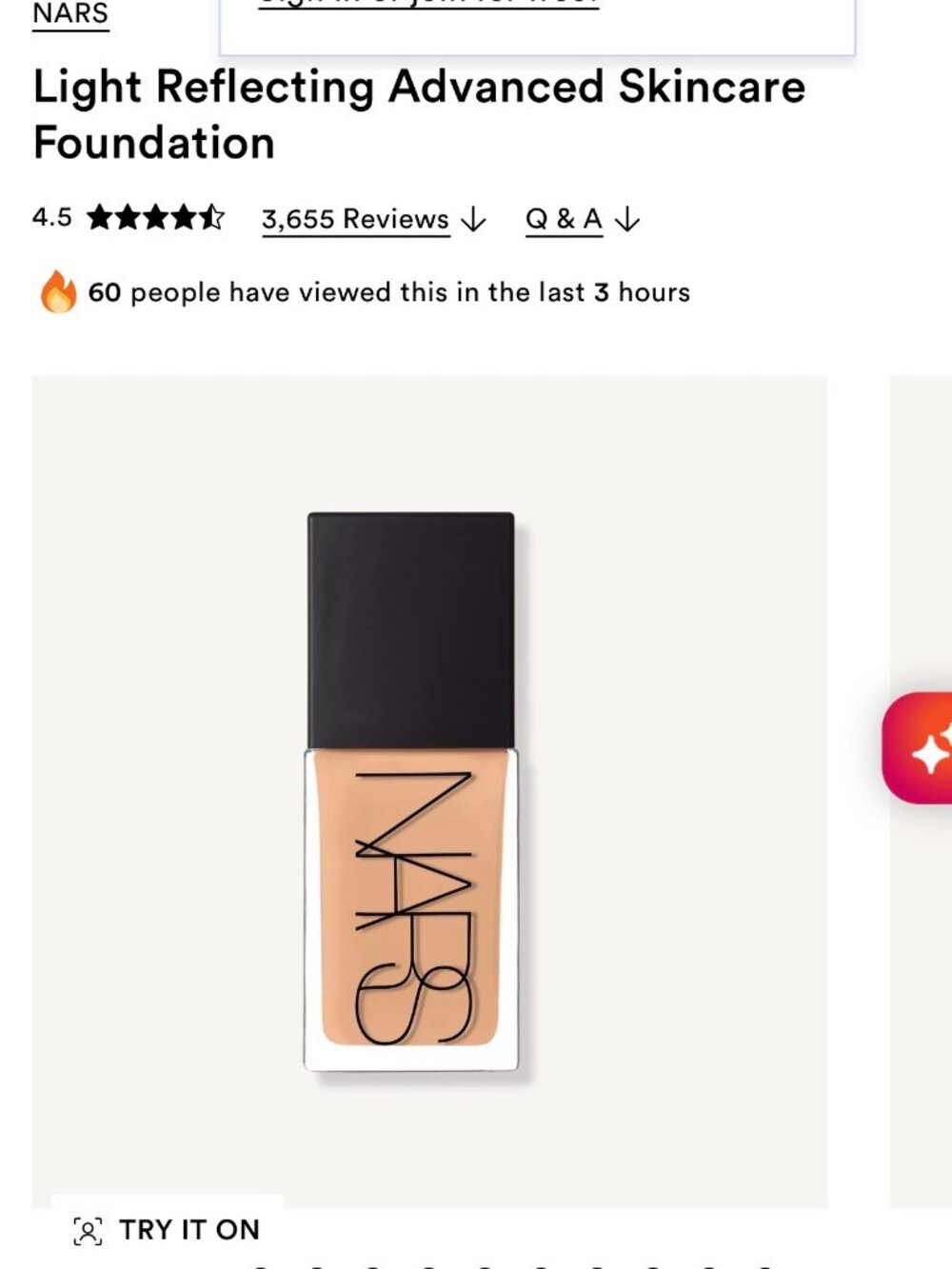 NARS Light Reflecting Liquid Foundation - Lanai